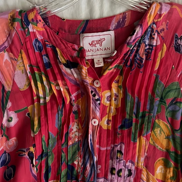 Banjanan Voile Bazaar Azalea Floral Midi Dress Medium - Picture 3 of 16